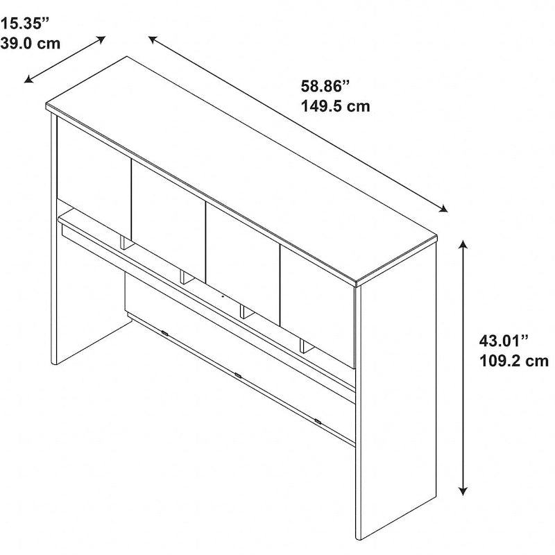 Credenza sopra-scrivania da ufficio a quattro ante, 60 pollici