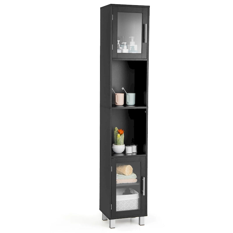 Mobiletto alto contenitore da bagno con ripiani aperti