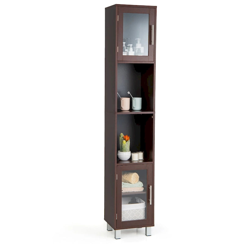 Mobiletto alto contenitore da bagno con ripiani aperti