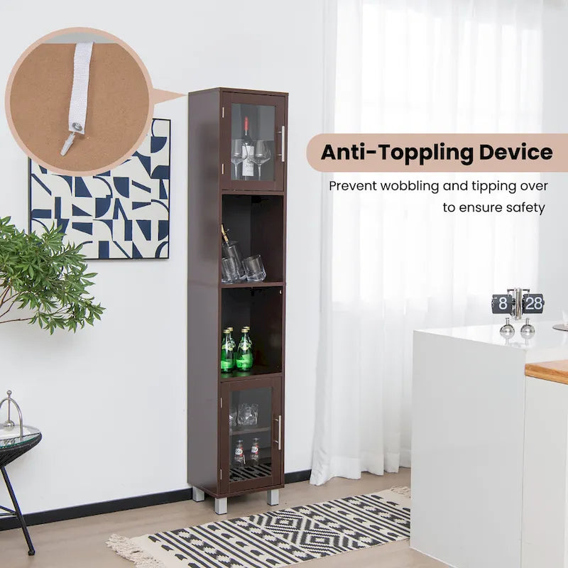 Mobiletto alto contenitore da bagno con ripiani aperti