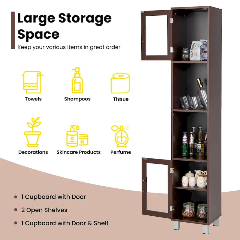 Mobiletto alto contenitore da bagno con ripiani aperti