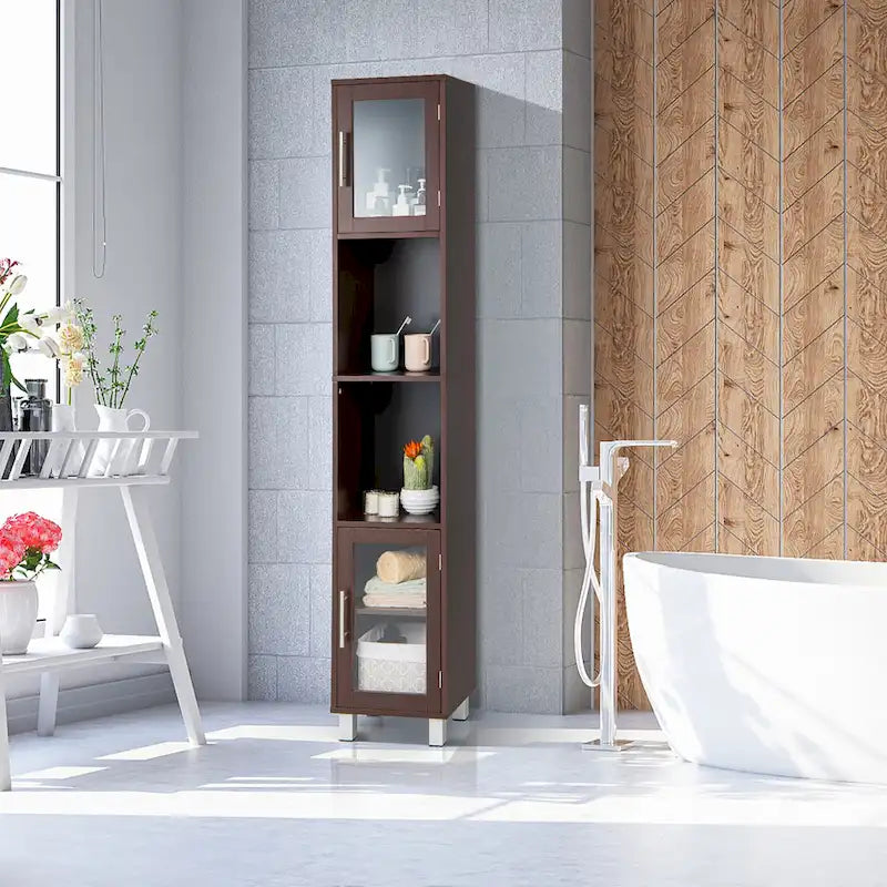 Mobiletto alto contenitore da bagno con ripiani aperti