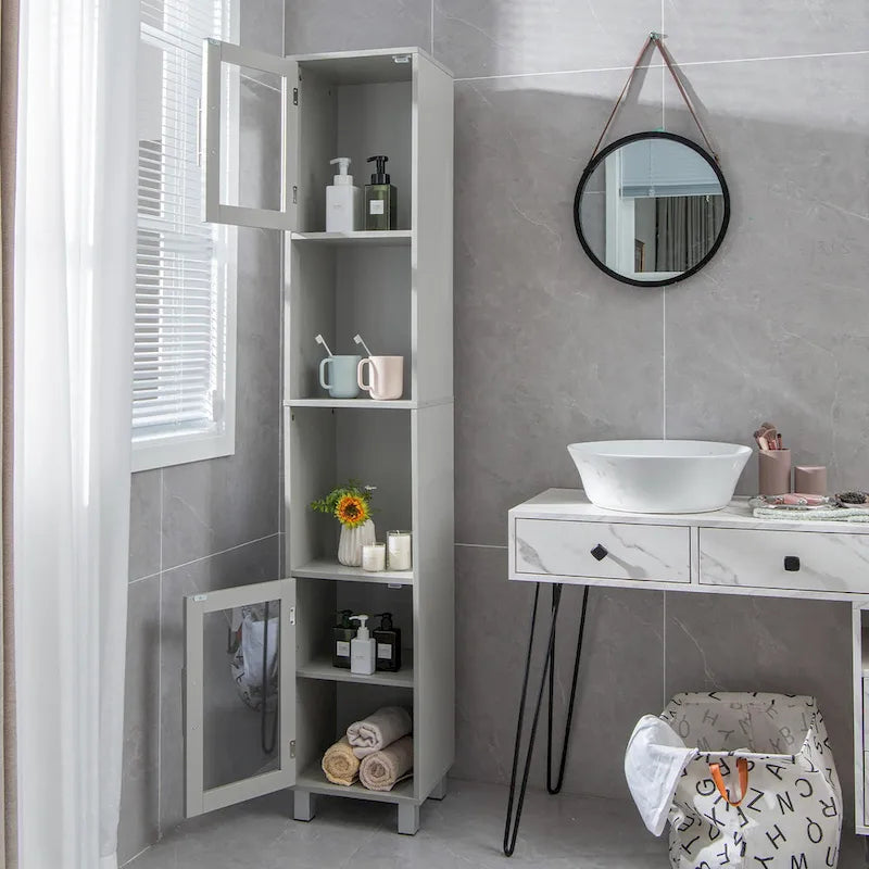 Mobiletto alto contenitore da bagno con ripiani aperti