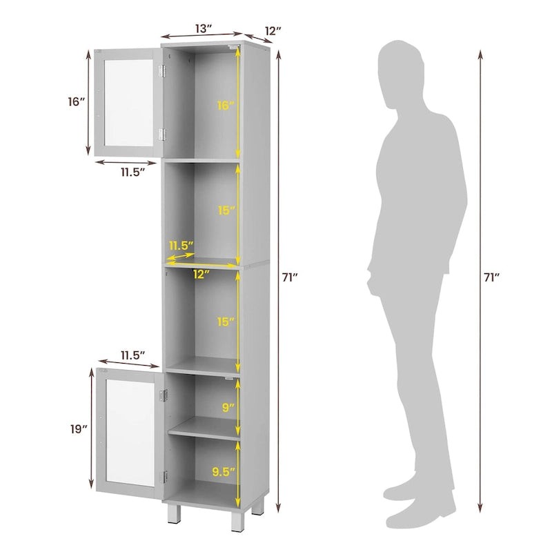 Mobiletto alto contenitore da bagno con ripiani aperti