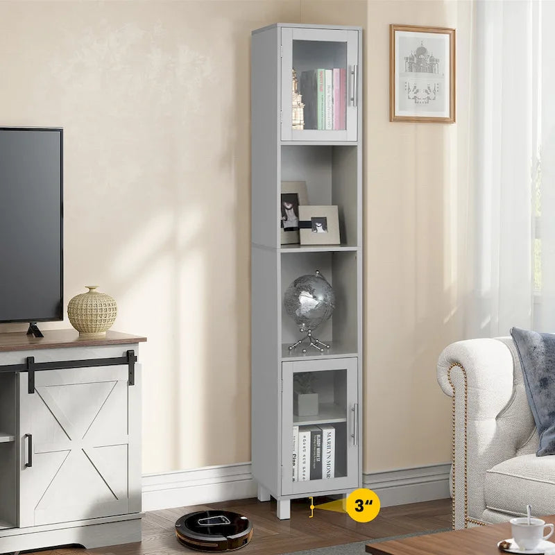Mobiletto alto contenitore da bagno con ripiani aperti