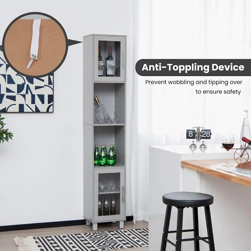 Mobiletto alto contenitore da bagno con ripiani aperti