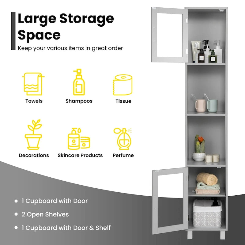 Mobiletto alto contenitore da bagno con ripiani aperti