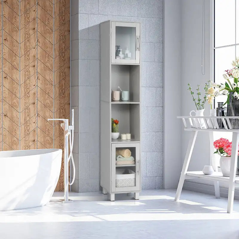 Mobiletto alto contenitore da bagno con ripiani aperti