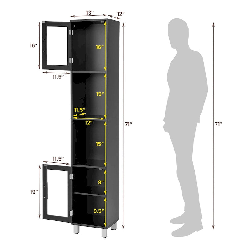 Mobiletto alto contenitore da bagno con ripiani aperti