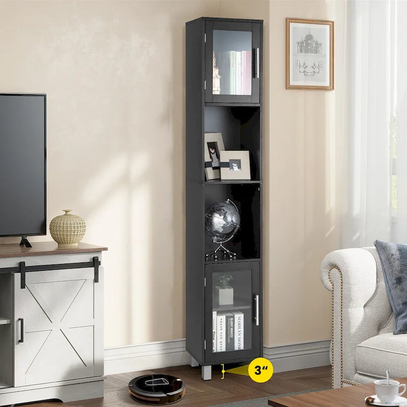 Mobiletto alto contenitore da bagno con ripiani aperti