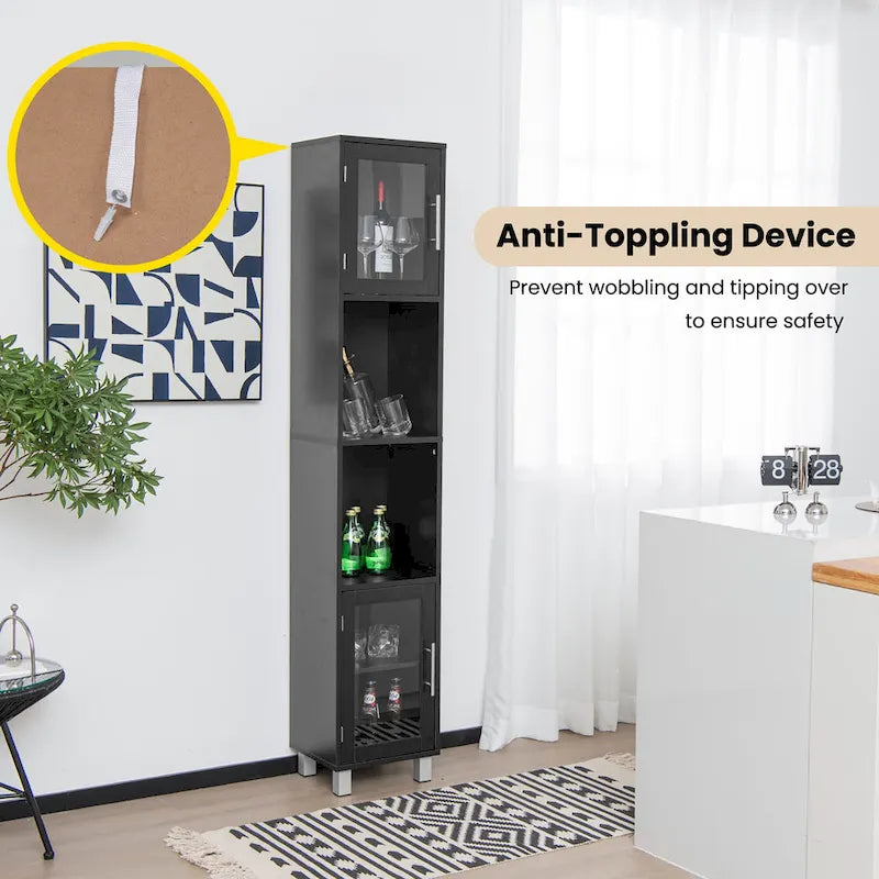 Mobiletto alto contenitore da bagno con ripiani aperti