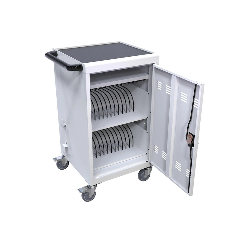 Carrito y armario de carga para tabletas y laptops