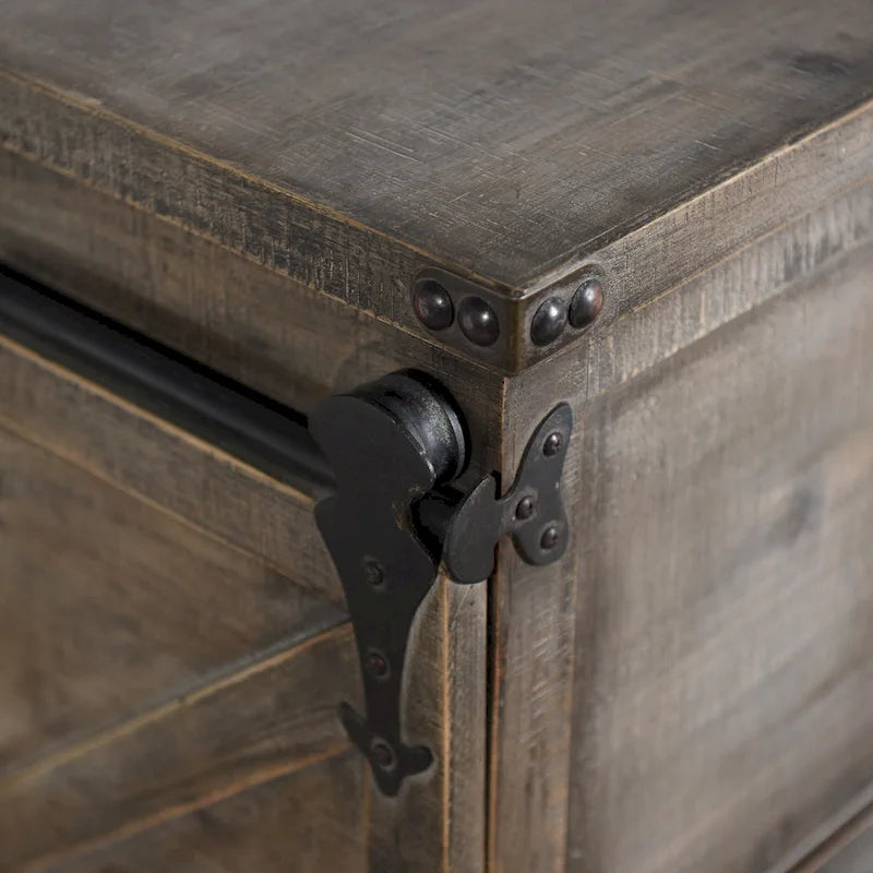 Πλευρικό ντουλάπι Driftwood Grey με 3 συρτάρια και συρόμενη πόρτα τύπου αχυρώνα