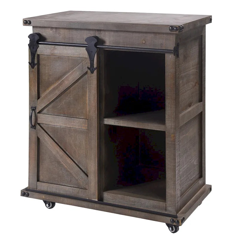 Πλευρικό ντουλάπι Driftwood Grey με 3 συρτάρια και συρόμενη πόρτα τύπου αχυρώνα