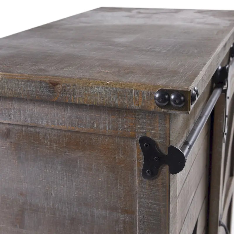 Πλευρικό ντουλάπι Driftwood Grey με 3 συρτάρια και συρόμενη πόρτα τύπου αχυρώνα