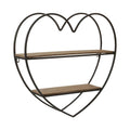 20 Brown and Black 2-Tier Heart Decorative Wall Shelf