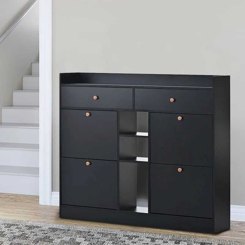 Minimalistinen monikäyttöinen puinen kenkäkaappi