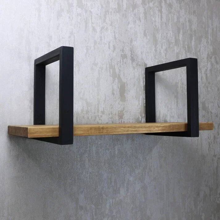 Estante de pared de madera de pino maciza en marrón antiguo para almacenamiento del hogar