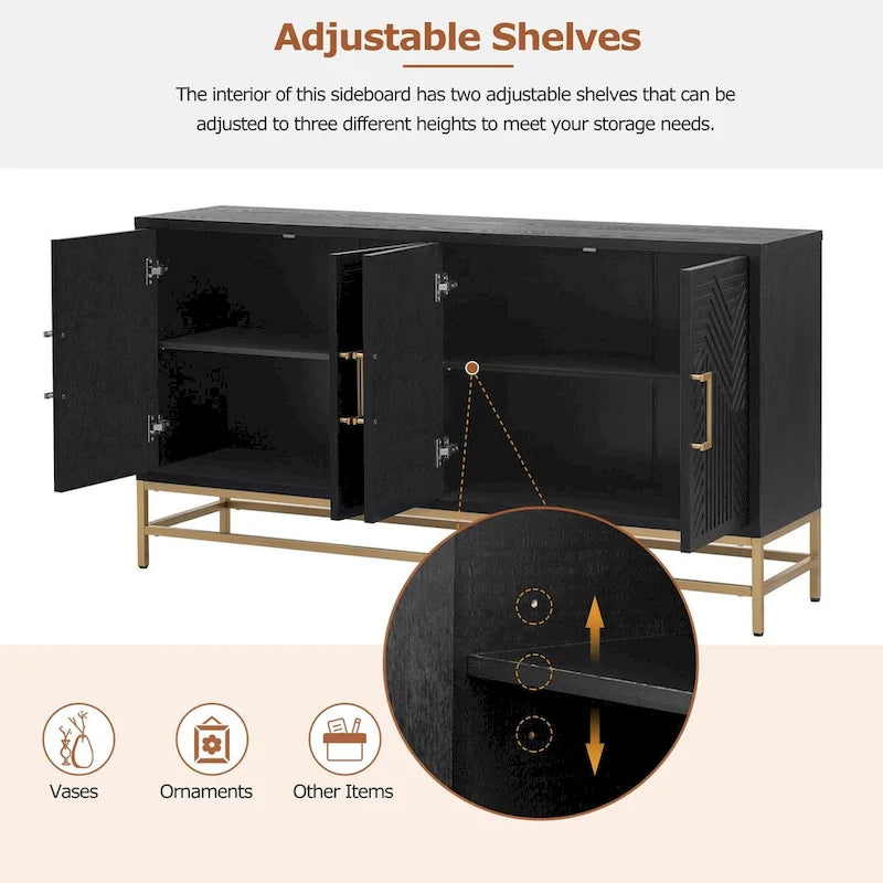 Sideboard im Retro-Stil mit verstellbaren Einlegeböden