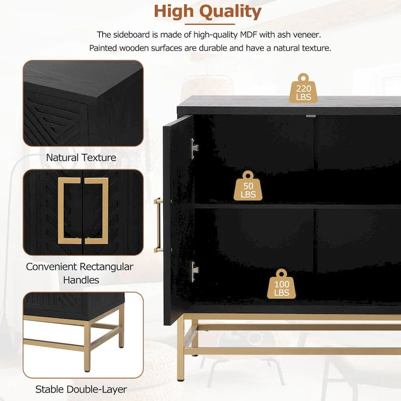 Sideboard im Retro-Stil mit verstellbaren Einlegeböden