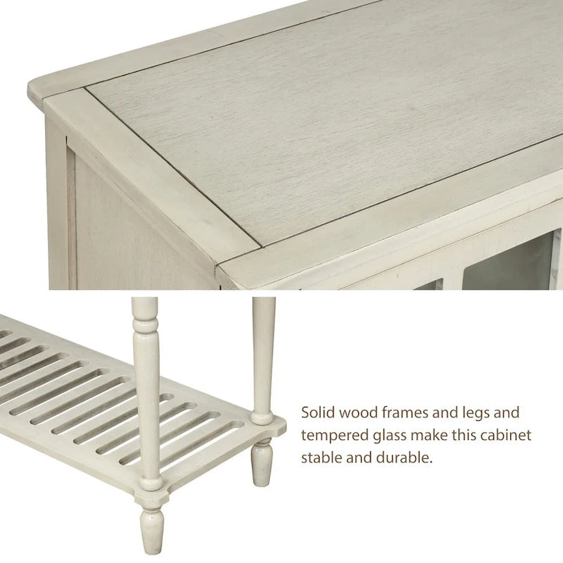 Mesa consola aparador de madera y vidrio estilo granja con estante inferior
