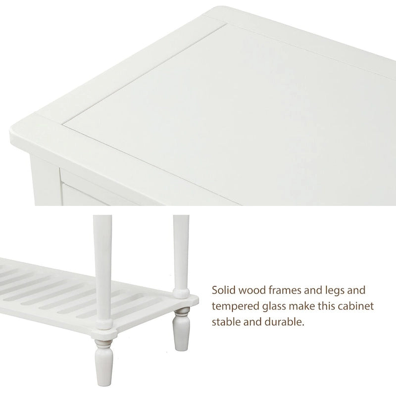 Mesa consola aparador de madera y vidrio estilo granja con estante inferior