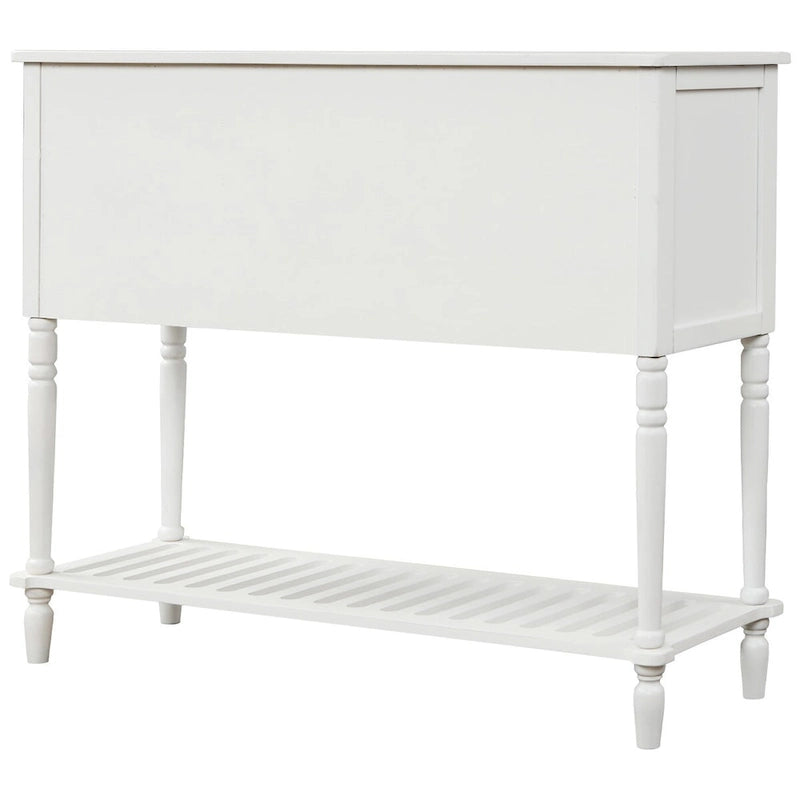 Mesa consola aparador de madera y vidrio estilo granja con estante inferior