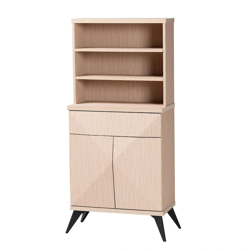 Mobiletto da cucina moderno di metà secolo in legno bicolore marrone chiaro e nero