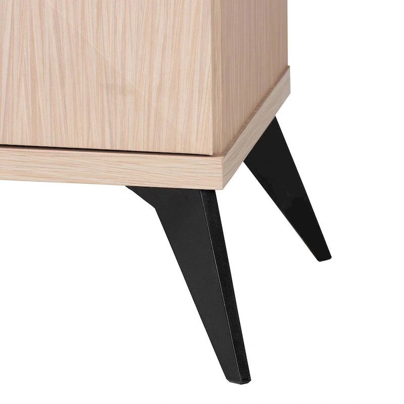 Mobiletto da cucina moderno di metà secolo in legno bicolore marrone chiaro e nero