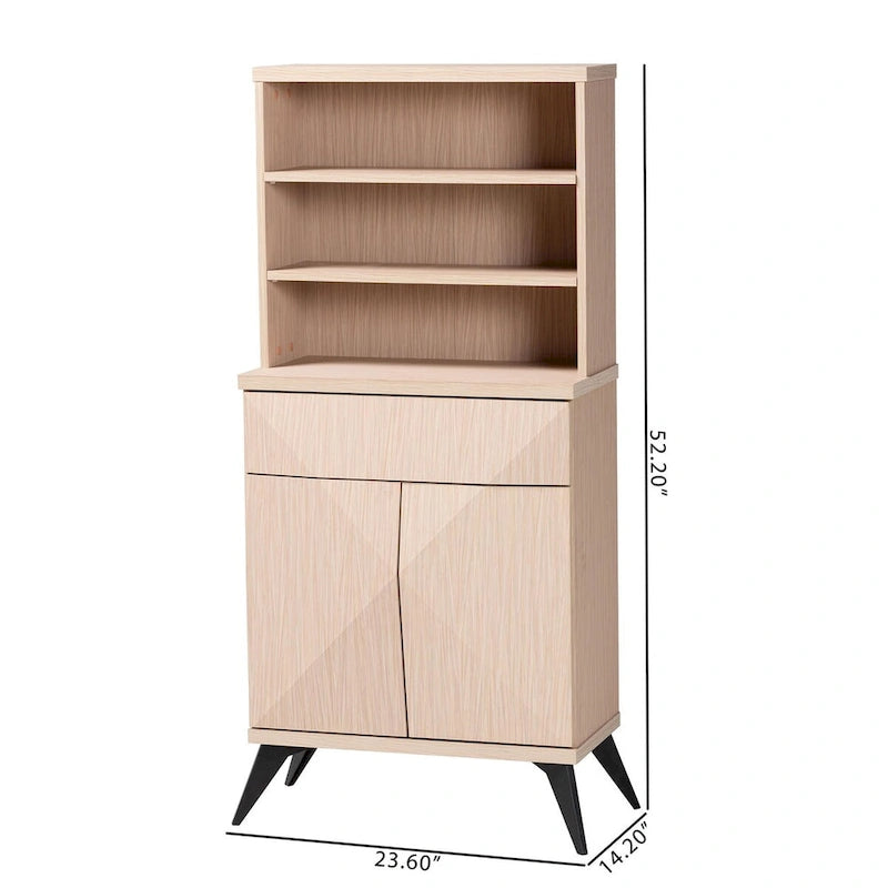 Mobiletto da cucina moderno di metà secolo in legno bicolore marrone chiaro e nero
