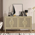 59.84 Elegant Vintage 4-Door Linen Cabinet with Linen Decorated Doors