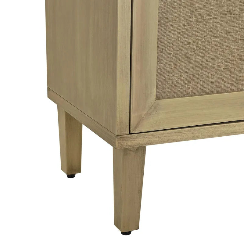 Armario vintage para ropa de cama con cuatro puertas y tiradores de media luna