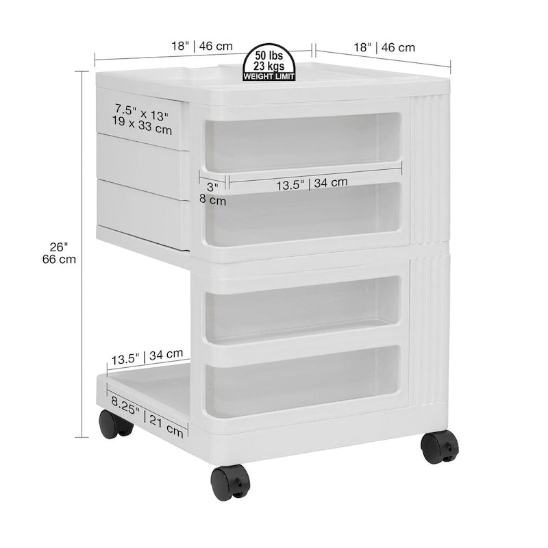 Organizador de almacenamiento móvil giratorio de 4 lados - 18 W x 18 D x 26 H