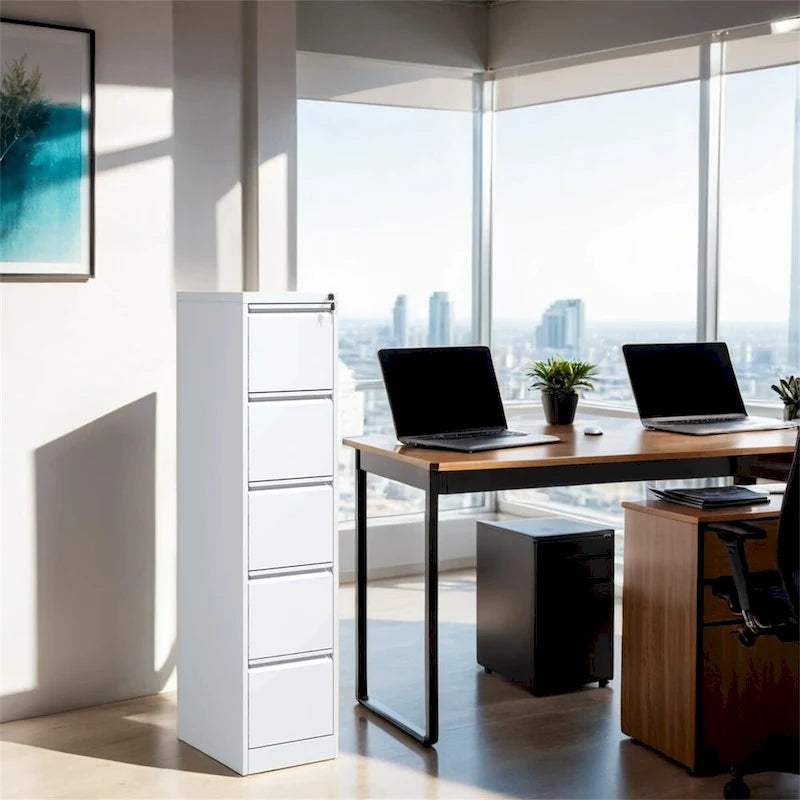 Abschließbarer vertikaler Stahlschrank mit 5 Schubladen für das Homeoffice