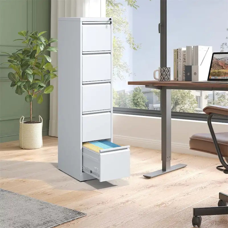Abschließbarer vertikaler Stahlschrank mit 5 Schubladen für das Homeoffice