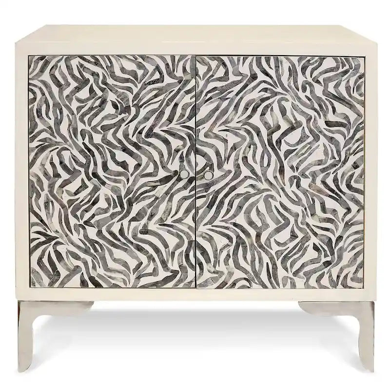 Armario con puerta de mosaico de hueso en marfil y gris
