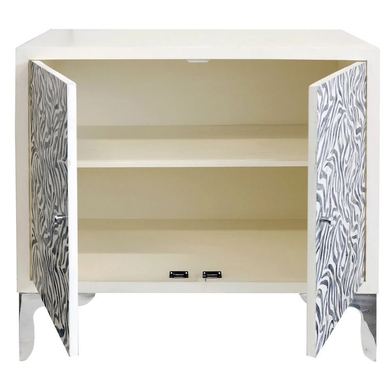 Armario con puerta de mosaico de hueso en marfil y gris