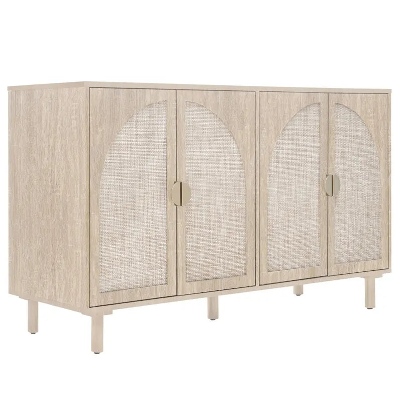 Armario de almacenamiento de ratán con cuatro puertas para dormitorio, sala de estar y estudio