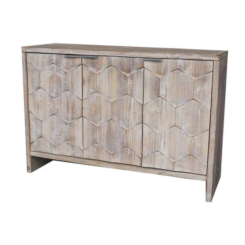 Mobiletto decorativo in legno a tre ante, stile rustico, madia