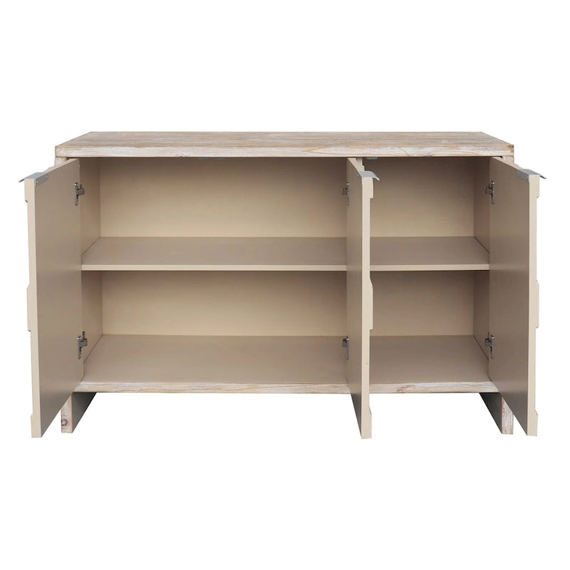 Mobiletto decorativo in legno a tre ante, stile rustico, madia