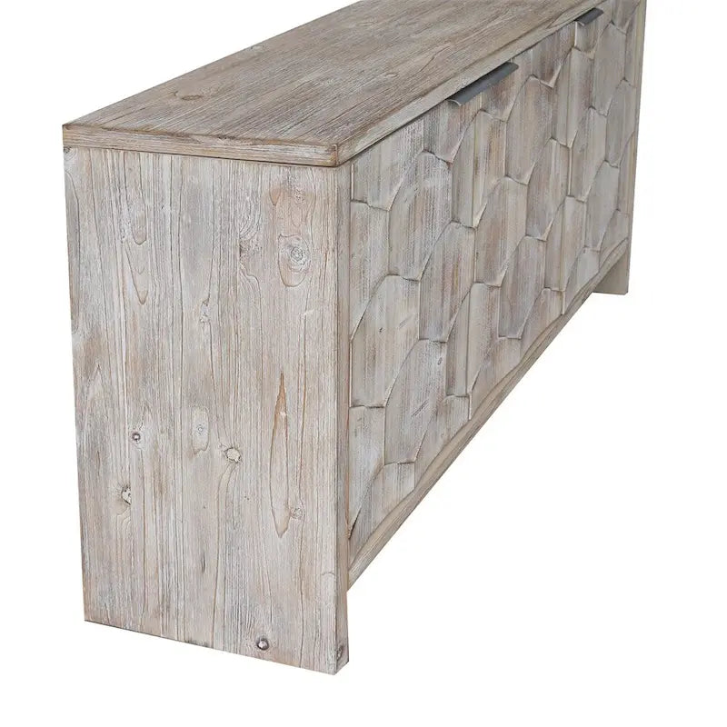 Mobiletto decorativo in legno a tre ante, stile rustico, madia