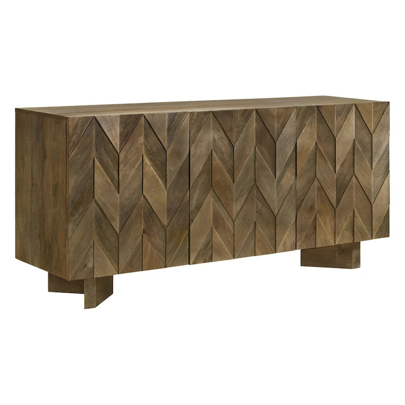 Aparador de comedor de madera de mango con tres puertas