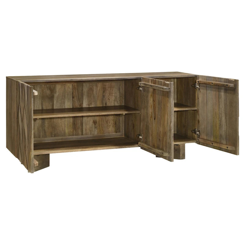 Aparador de comedor de madera de mango con tres puertas
