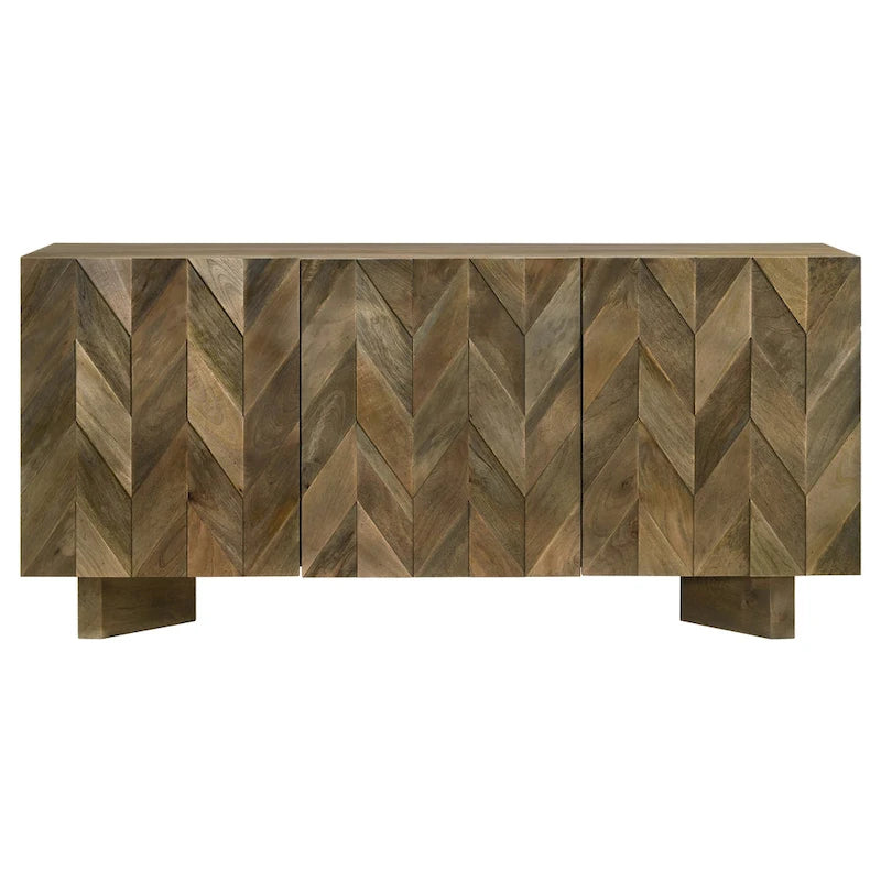 Aparador de comedor de madera de mango con tres puertas