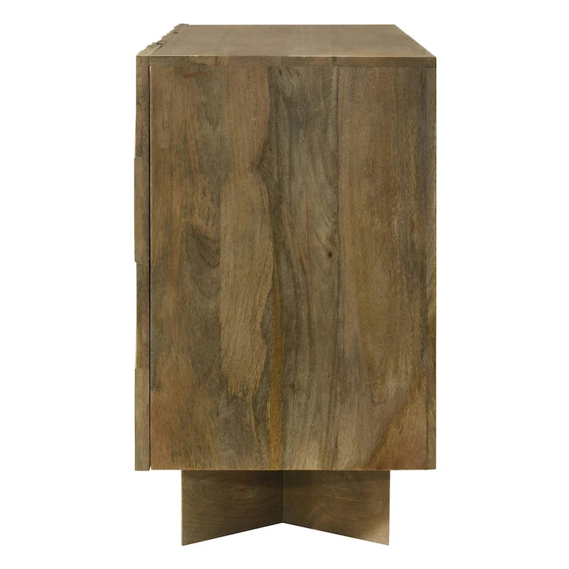 Aparador de comedor de madera de mango con tres puertas
