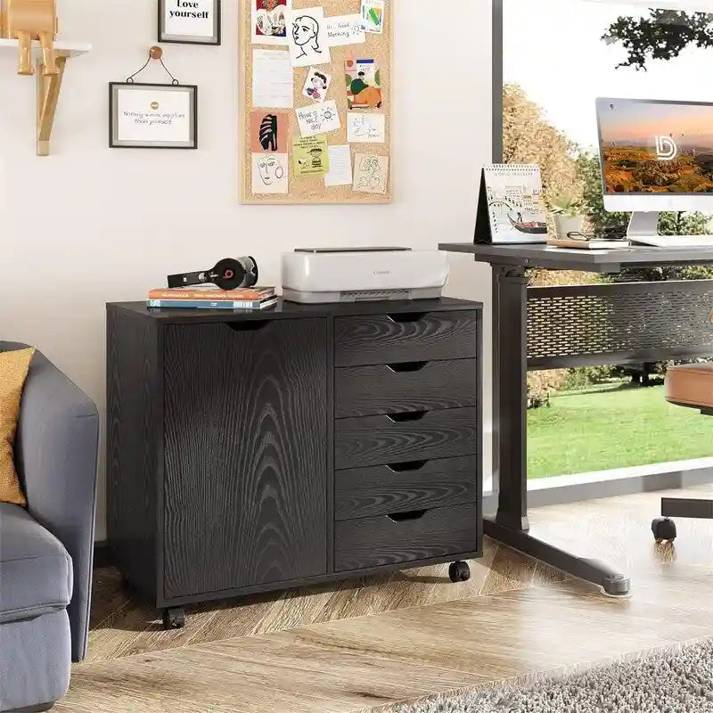 Cómoda de madera con 5 cajones - 15.8D x 30.8W x 25.5H