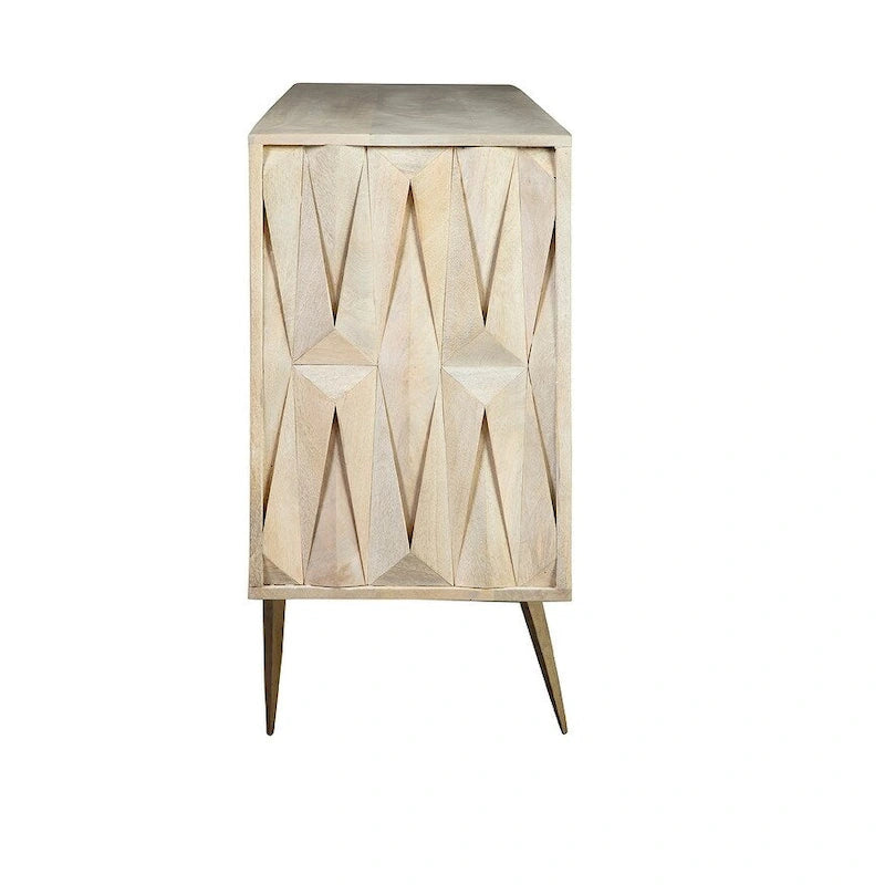 Aparador buffet moderno de madera de acacia y metal con diseño envolvente