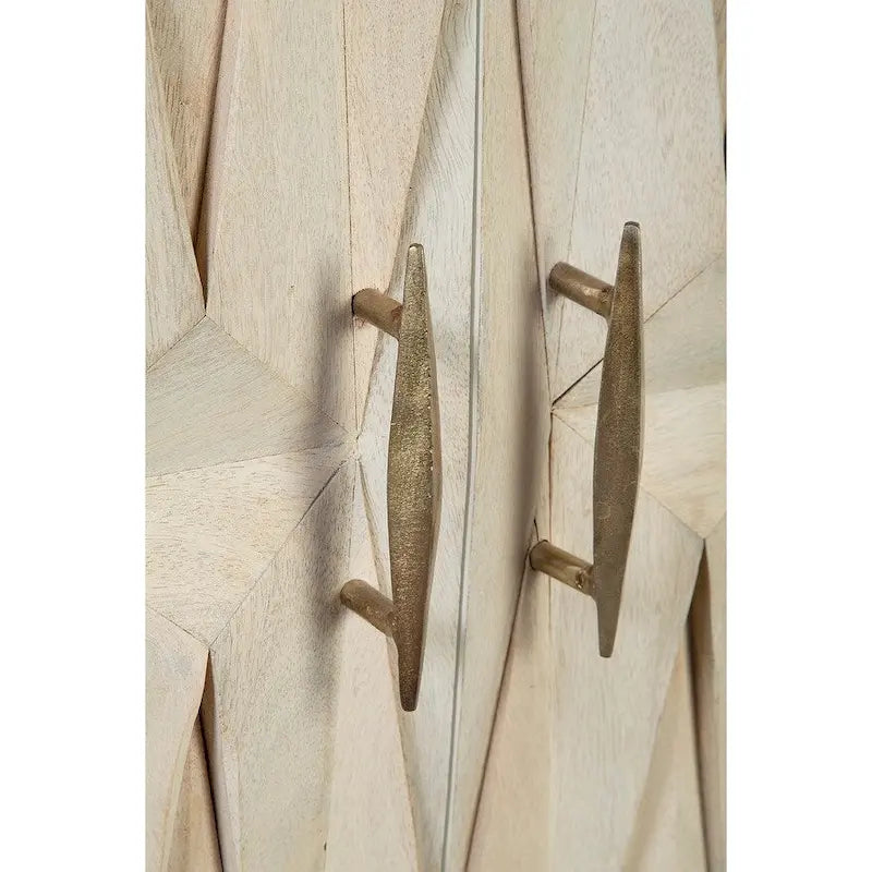Aparador buffet moderno de madera de acacia y metal con diseño envolvente