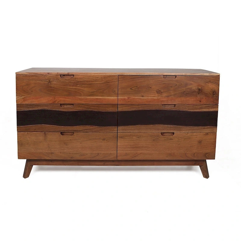 Aparador de madera con seis cajones