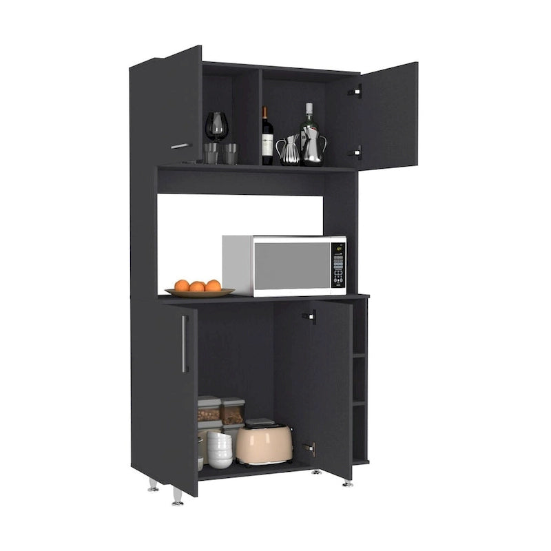 Credenza nera per dispensa per cucina, sala da pranzo e soggiorno
